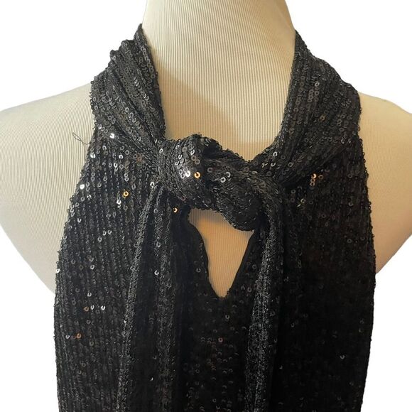 Chelsea 28 High Neck Sequin Black Halter Top, Size 1X - Picture 5 of 8